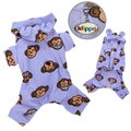 Klippo Pet Klippo Pet KBD024XL Adorable Silly Monkey Fleece Dog Pajamas & Bodysuit With Hood; Lavender - Extra Large KBD024XL